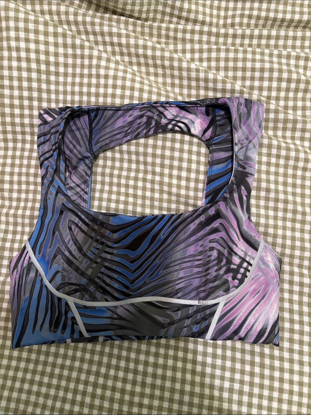 Free People Movement Purple and Blue Abstract Print Sports Bra